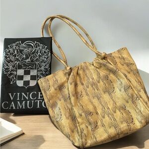 Vince Camuto Yellow and Black Shoulder Bag with Slouchy Design,